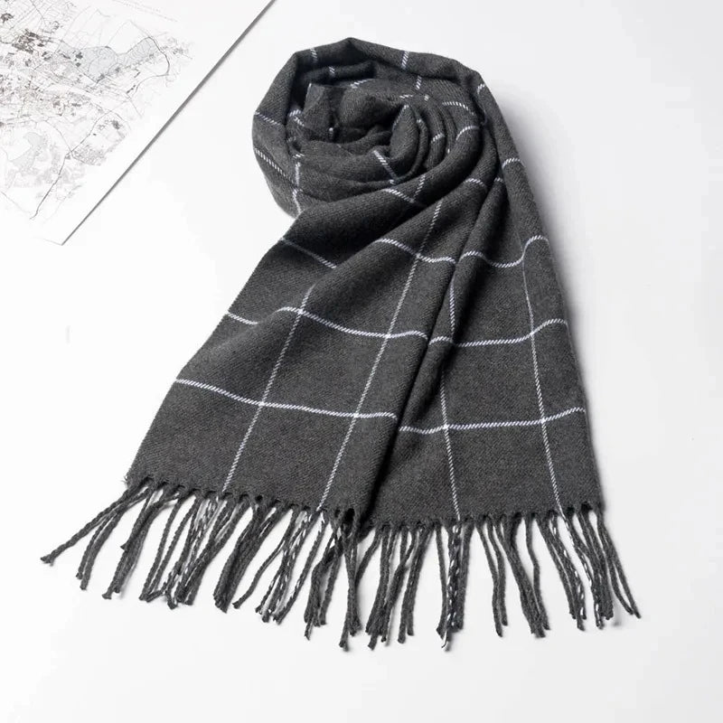 2026 New Winter Men Scarf Keep Warm Cashmere Scarves Casual Brand Designer Pashmina Neckerchief Tassel Business Shawl Wrap