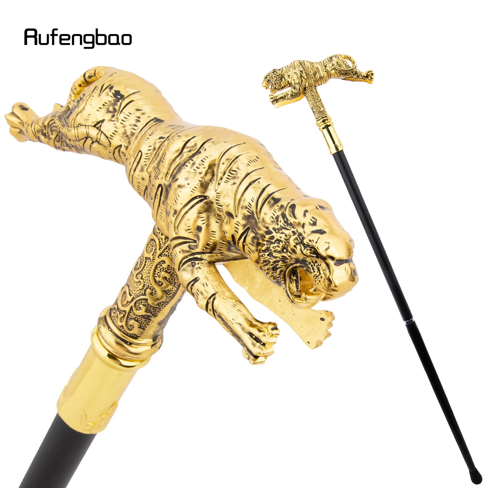 Golden Tiger Fashion Walking Stick Decorative Cospaly Cane Halloween Wand Crosier Performance Cane 90cm  Performance Stage Cane