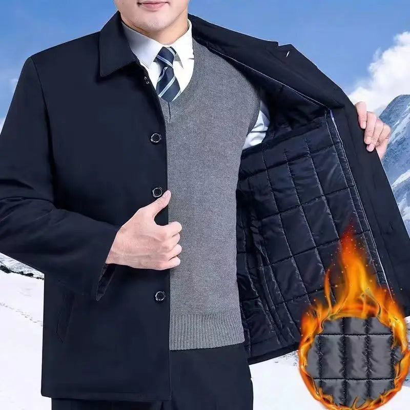 Thick Fleece Jacket Men Windproof Men's Winter Coat Blazer Autumn Winter Warm Men's Jacket Windbreak Casual Business Coat L-3XL