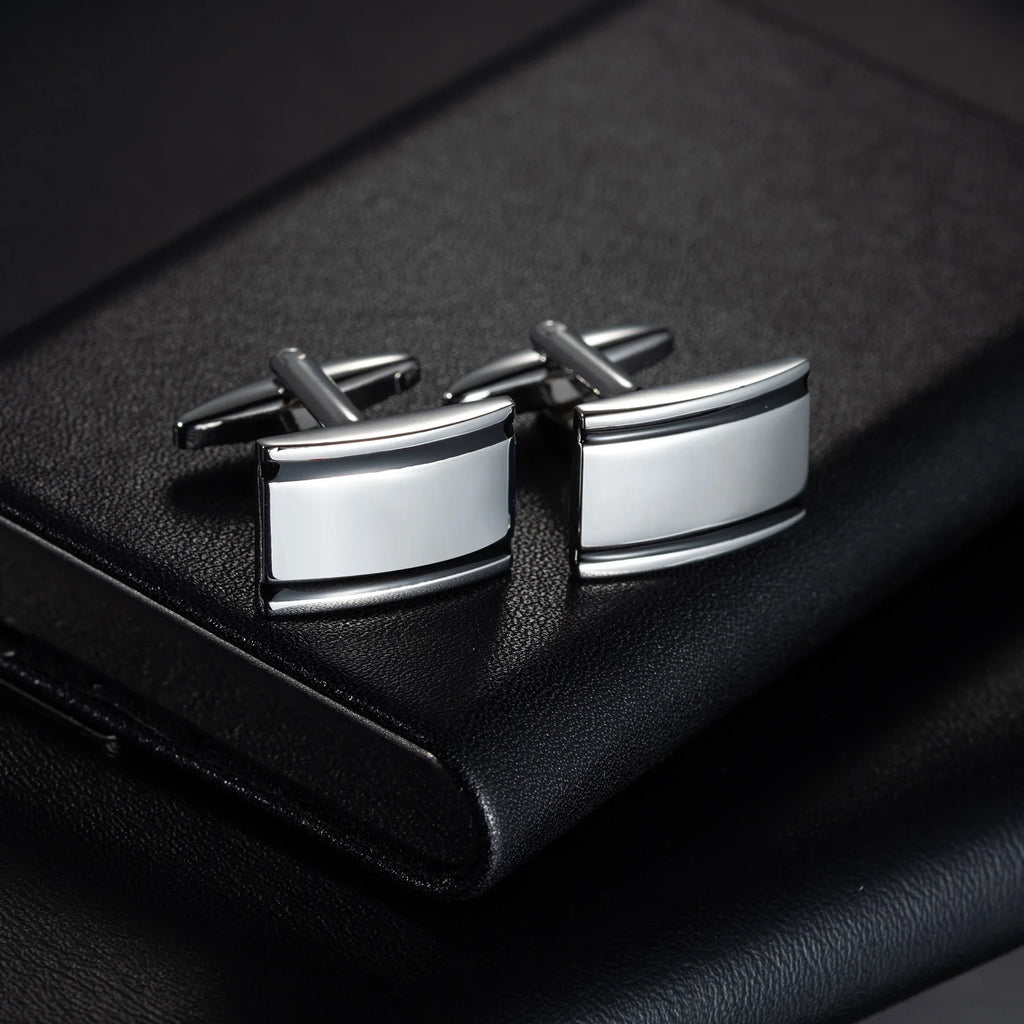 Round Cufflinks Mens For Business Shirt Wedding Party Men Cufflink Solid Cloth Rectangle Stripe Cuff links Accessories Wholesale