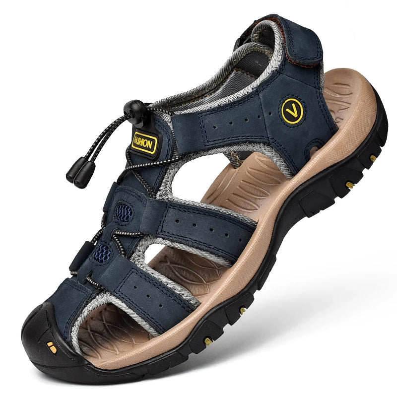 Summer Men Sandals Genuine Leather Men Casual Shoes Outdoor Men Leather Sandals for Men Beach Shoes Roman Men Shoes