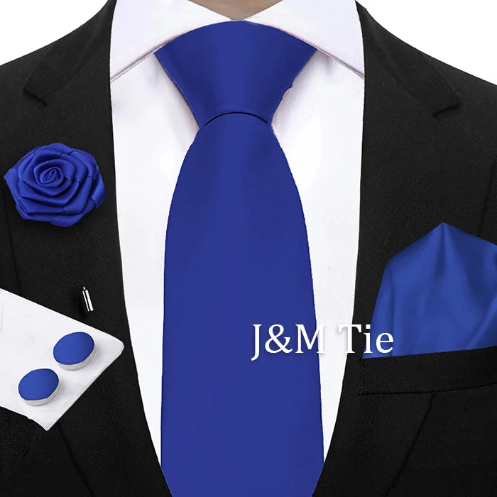 Women & Men Ties Solid NeckTie Pocket Square Brooch Set Men's Wedding Pink Blue Purple Tie Suit Accessories Fit Group Holiday Party