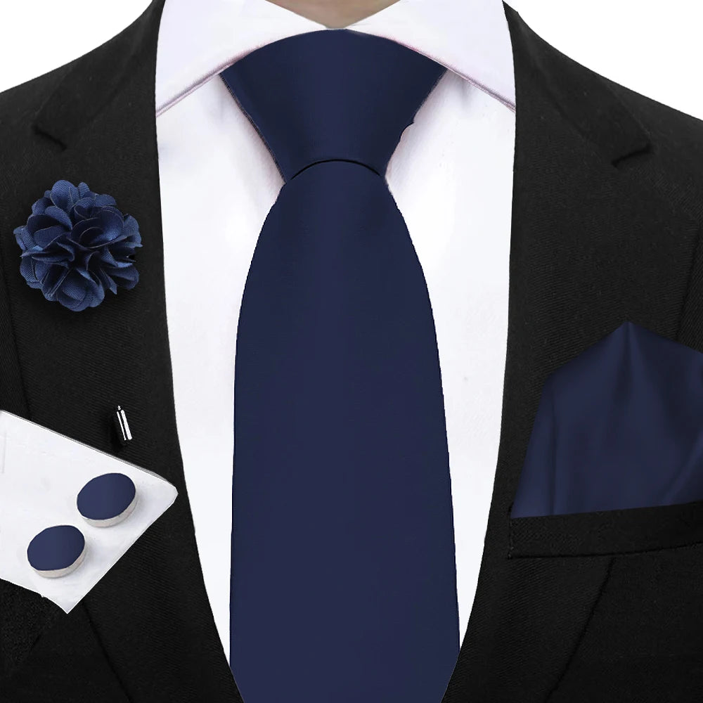 Women & Men Ties Solid NeckTie Pocket Square Brooch Set Men's Wedding Pink Blue Purple Tie Suit Accessories Fit Group Holiday Party