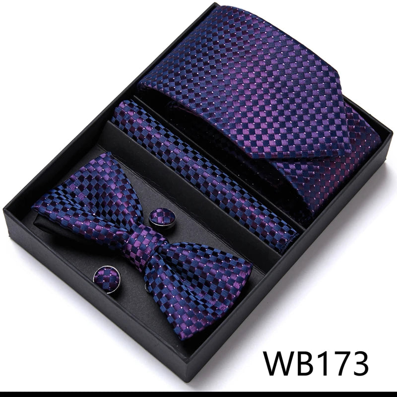 Tie For Men Formal Dress Tuxedo NeckTie Handkerchief Bow Tie Set PlaisyParty Groom Wedding Butterfly Bowtie In Box