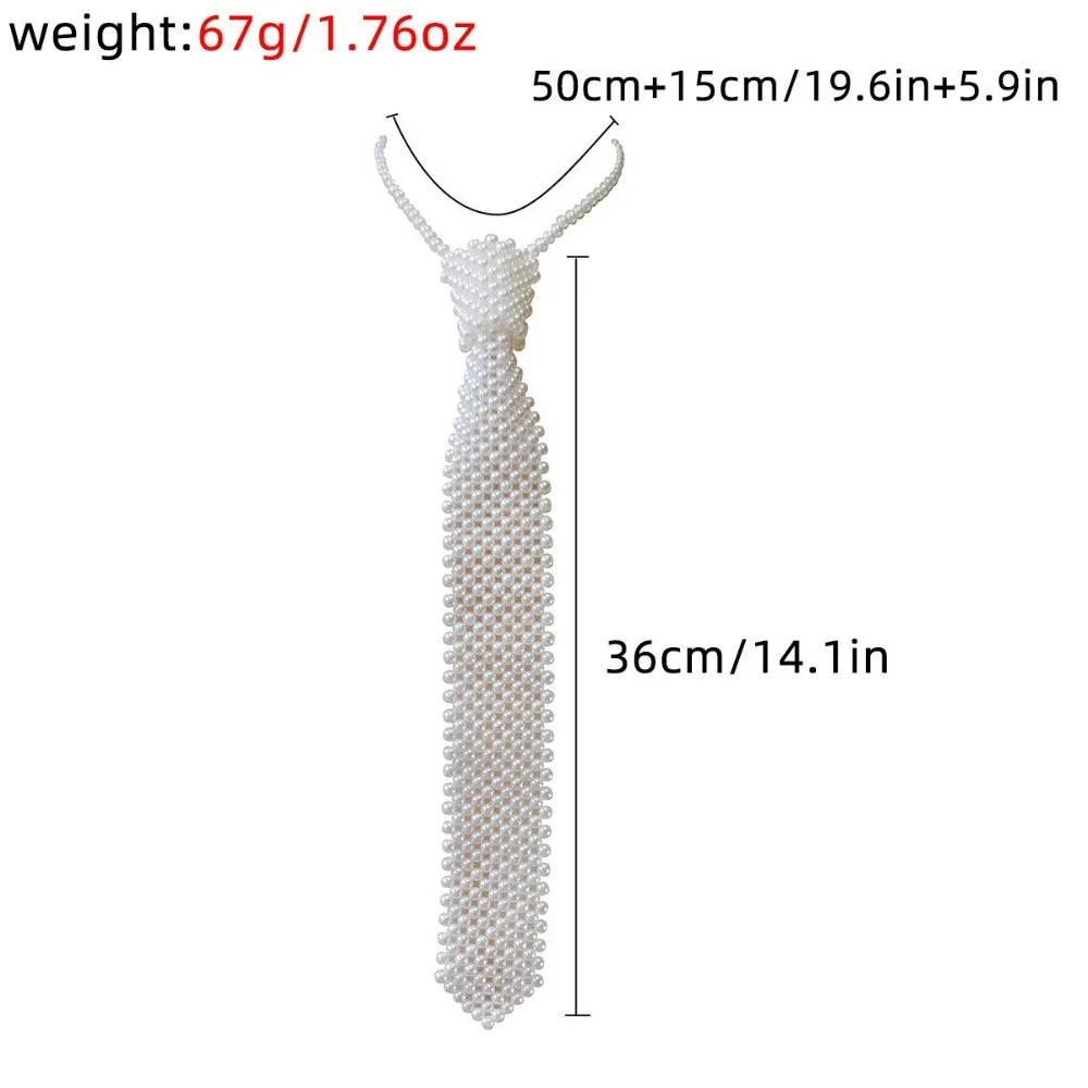 Fashion Elegant Shirt Tie Weaving Beaded Collar Women Necktie Night Club Female Neckwear