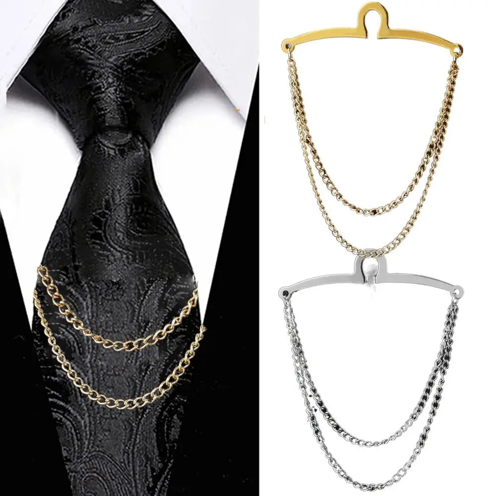 Vintage Men Tie Clip Shirt Chain Buckle U-Shaped Tie Clips Chain Jewelry Business Banquet Wedding Formal Tie Necktie Accessories