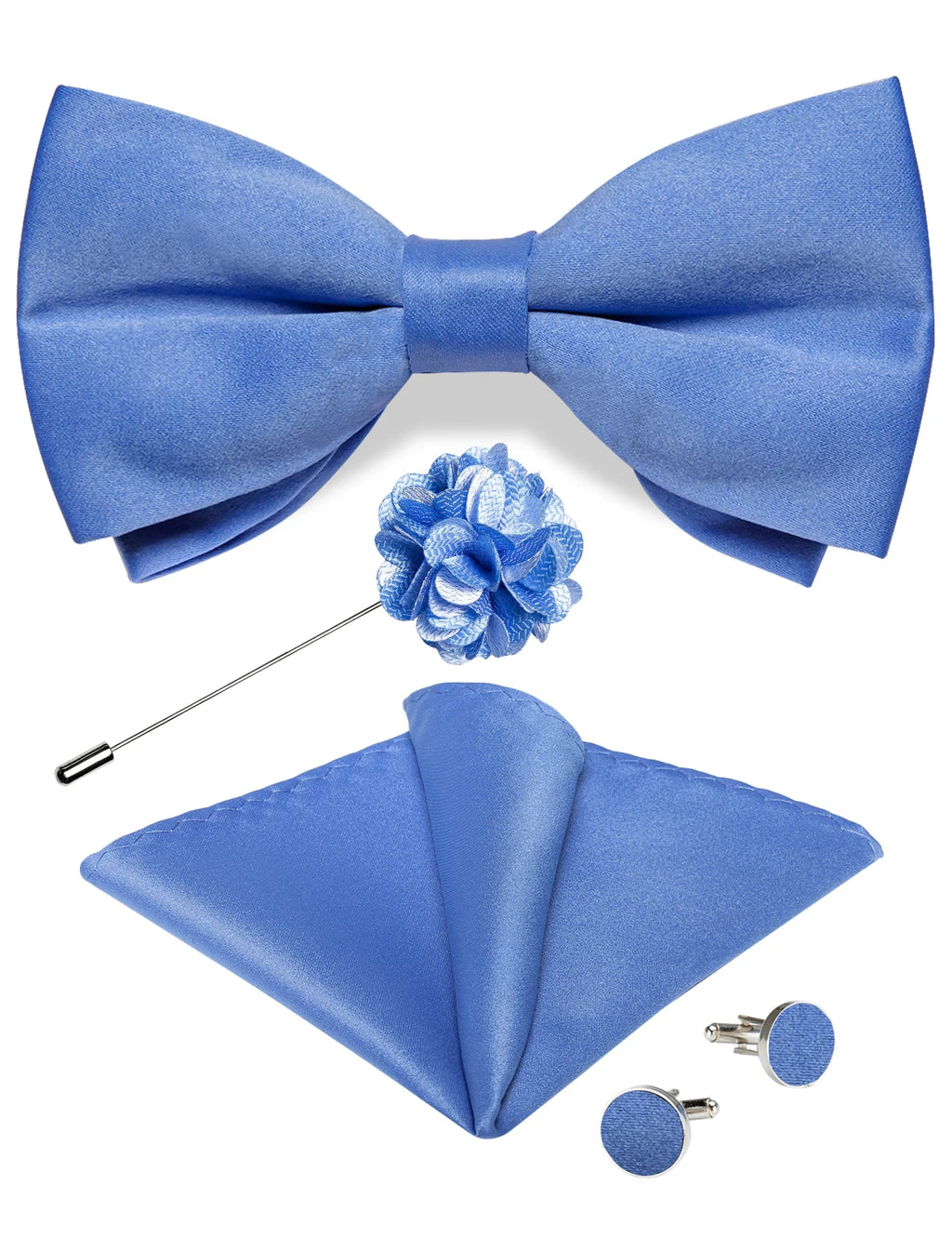 Wedding Bow Tie for Men Classic Red Pre-tied Bowtie Cufflinks Corsage Set for Party Butterfly Knot Gift Man Accessories