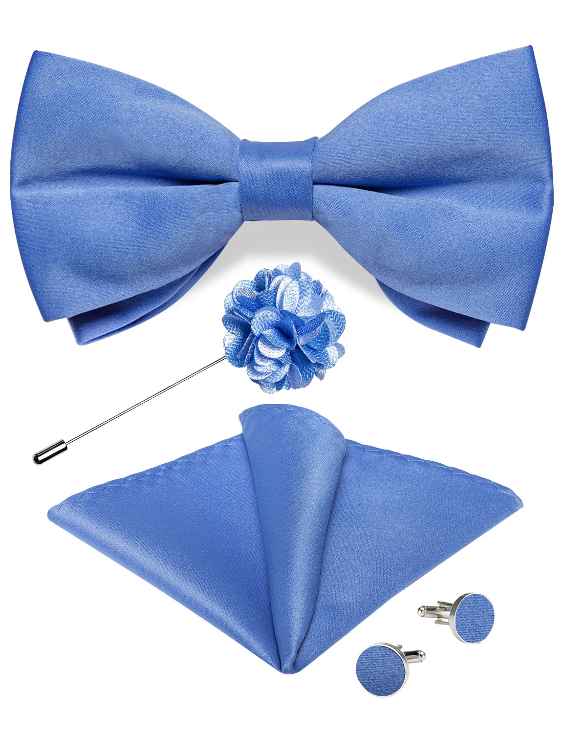 Wedding Bow Tie for Men Classic Red Pre-tied Bowtie Cufflinks Corsage Set for Party Butterfly Knot Gift Man Accessories