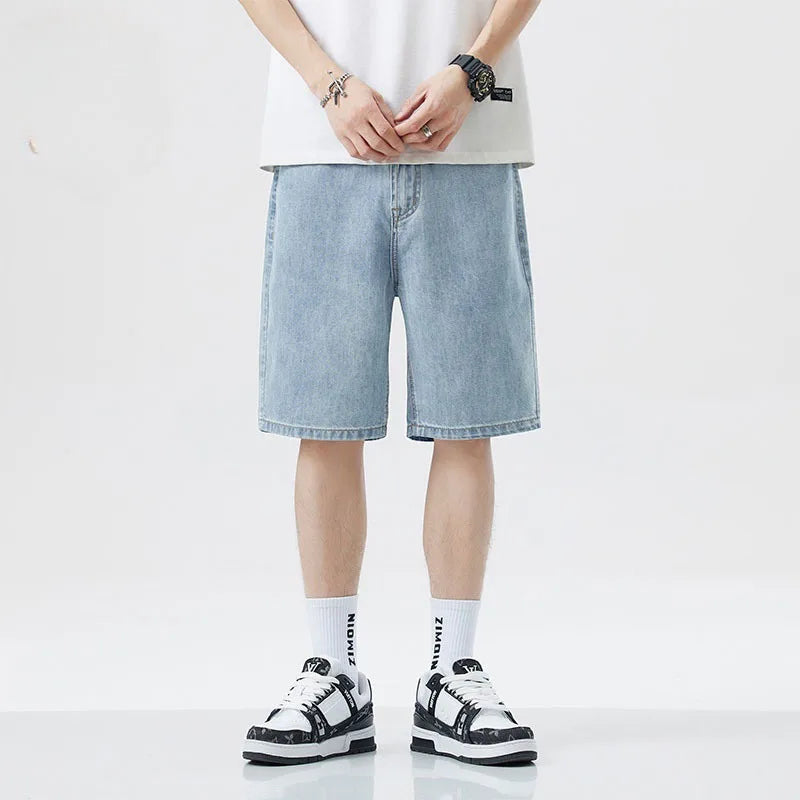 Summer Male seven inch jeans fashion design men's jeans slim fit straight leg short jeans casual loose wide leg denim shorts