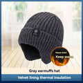 Outdoor Men Winter Knitted Hat Plush Warmth Peaked Cap Earmuff Casual Fashion Faux Fur Lined Bomber Hats Cycling Ear Protection