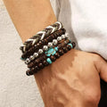 5pcs/set Fashion Vintage Rope Chain Bracelets For Men Multilayer Handmade Bracelet Jewelry Friendship Bracelets Men's Gifts