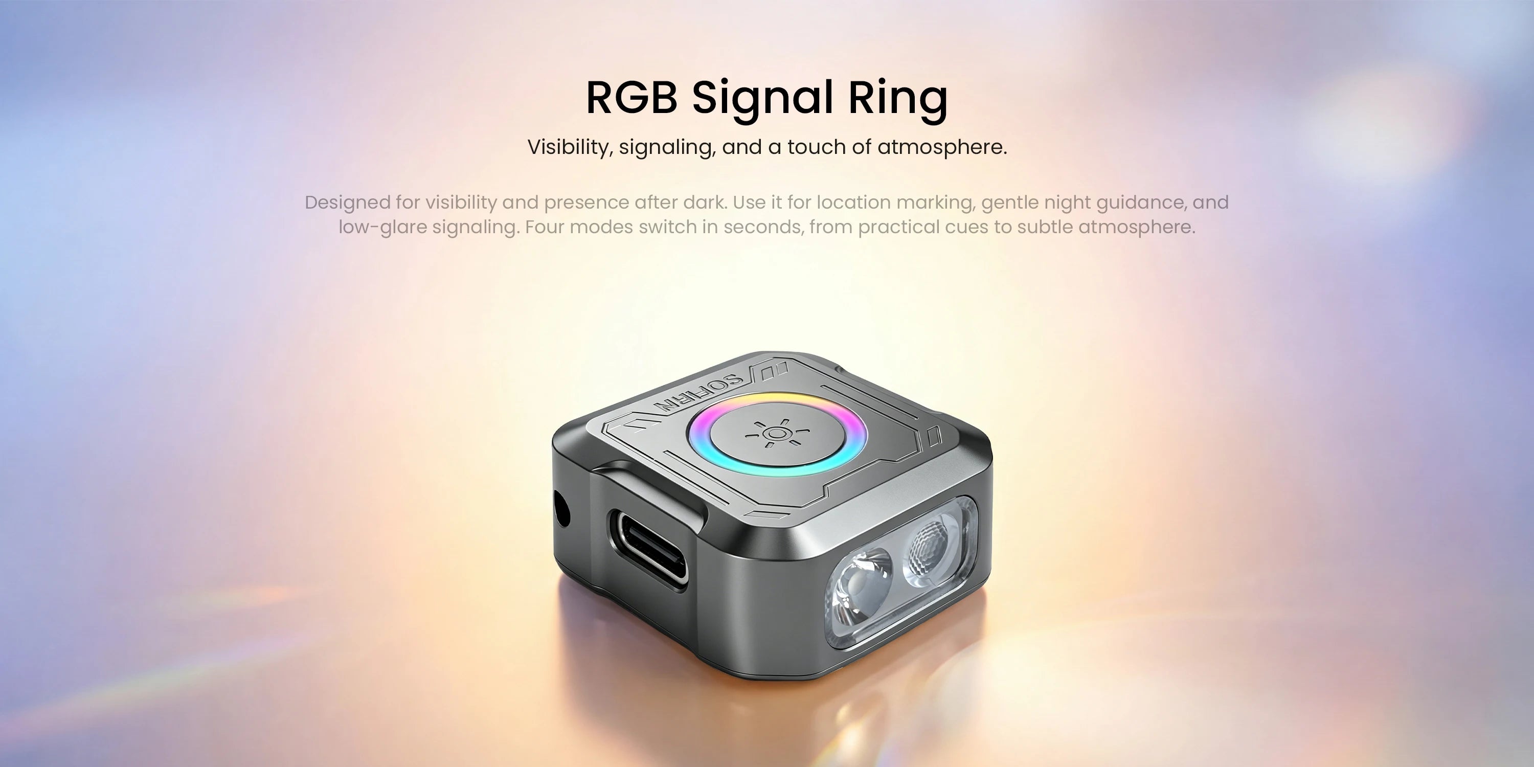 SOFIRN SE1 Pocket Flashlight 300Lm Mini EDC Light RGB Signal Ring Quick-Release Magnetic Wrist Keychain Torch for Bike Ride