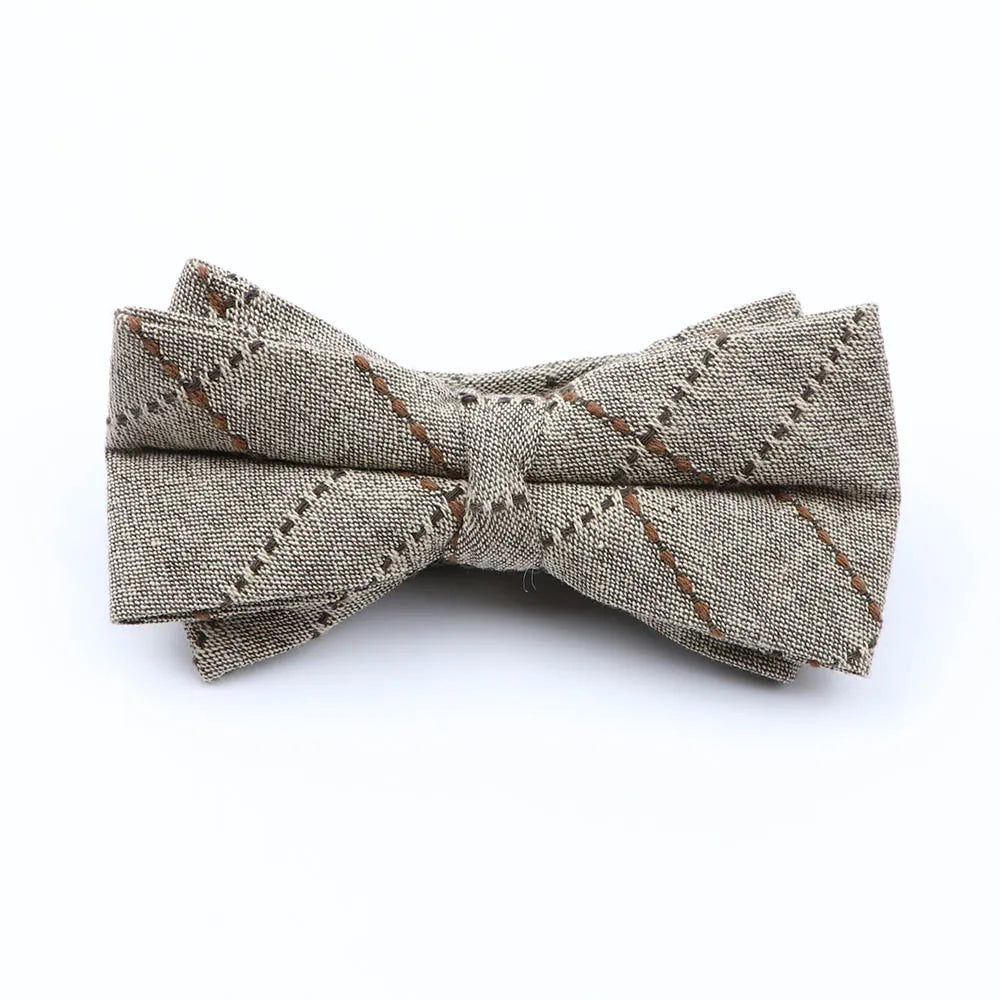 Cotton Double Layer Bowtie For Men Casual Bow Tie Adult Bow Ties Cravats Male Plaid Bow knot For Party Wedding Striped Butterfly