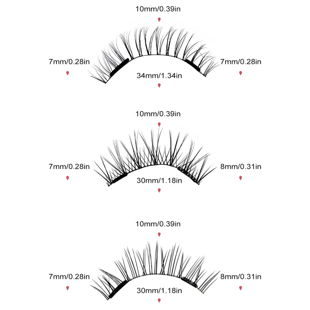 MAGEFY 3 Pairs Magnetic Eyelashes with Applicator Glue Free Reusable Magnetic Lashes Multiple Styles Natural Anime Magnetic Lash