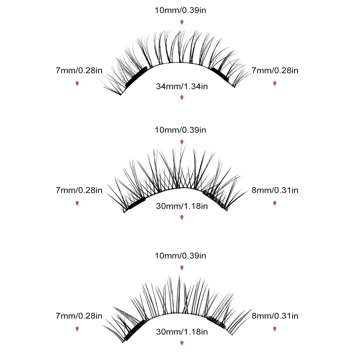 MAGEFY 3 Pairs Magnetic Eyelashes with Applicator Glue Free Reusable Magnetic Lashes Multiple Styles Natural Anime Magnetic Lash