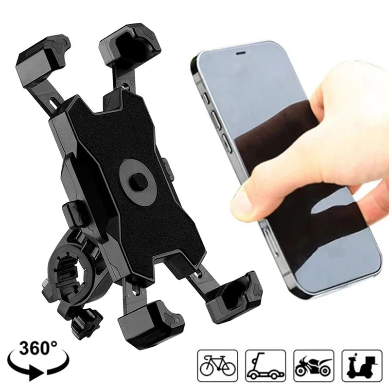 Bike Phone Holder 360° Rotatable Universal Bicycle Motorcycle Phone Holder for Mobile Phone Stand Shockproof Bracket GPS Clip