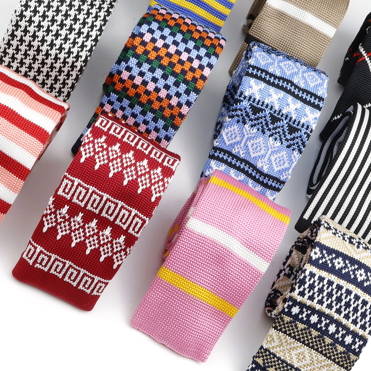New Knit Ties For Men Casual Skinny Pink Blue Necktie Boys Girls Party Knitted Striped Neck Tie Wedding Groom Necktie Neck Wear