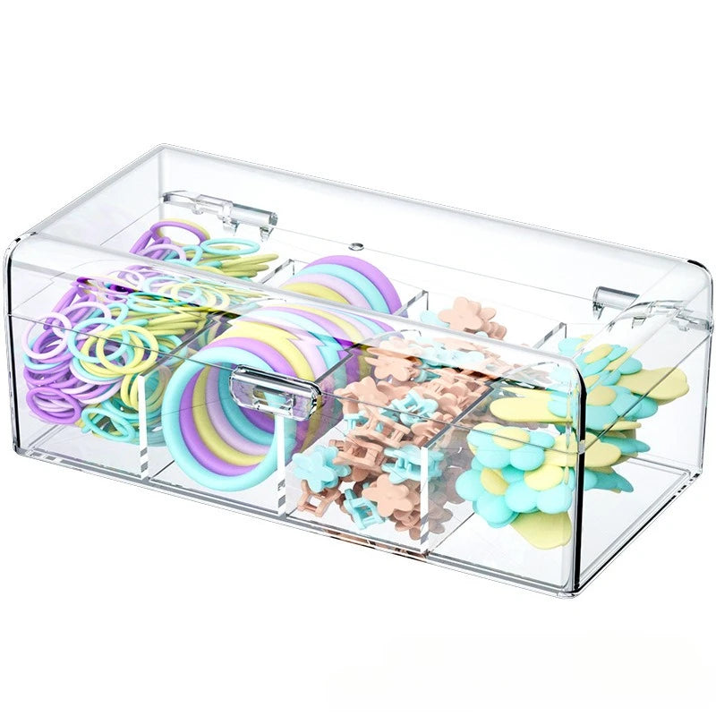 Hair Accessories Organizer Acrylic Storage Box Clear Hair Tie Organizer for Headband Cosmetic Storage Box Desk Jewelry Organizer