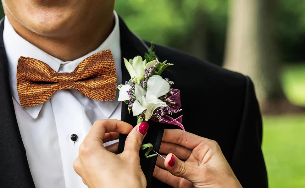 Wedding Bow Tie for Men Classic Red Pre-tied Bowtie Cufflinks Corsage Set for Party Butterfly Knot Gift Man Accessories