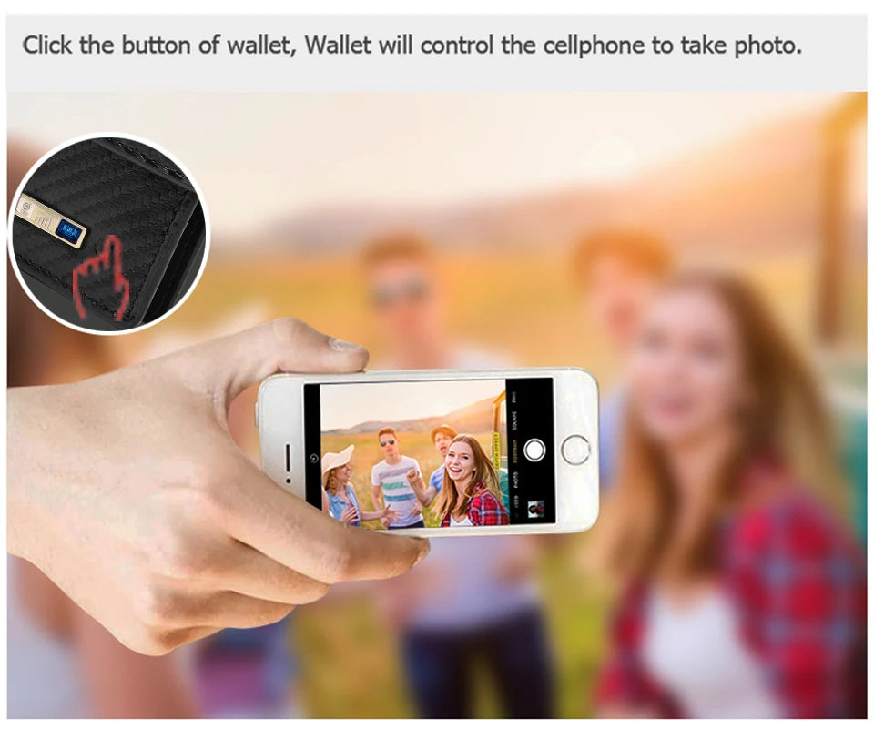 Wallet with Tracker Men Wallet anti Loss Android Magsafe Cüzdan Metal Cartera GPS Finder Boy Gift  smart wallet  with camera