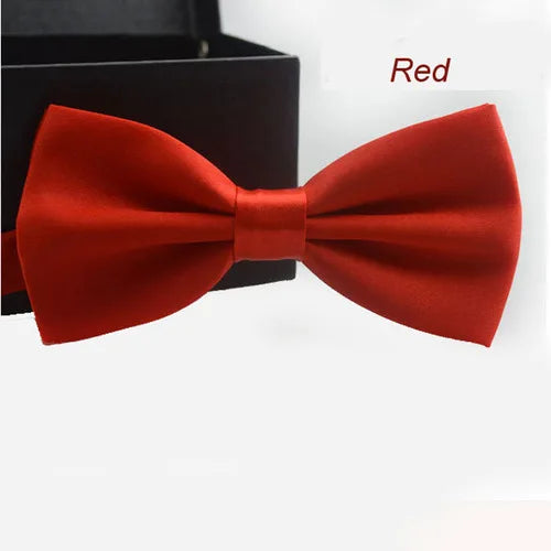 Classic Solid Color Bow Ties for Men & Children, Fashion Bowtie in Green Red Black White, Wedding Party Neck Tie Accessories