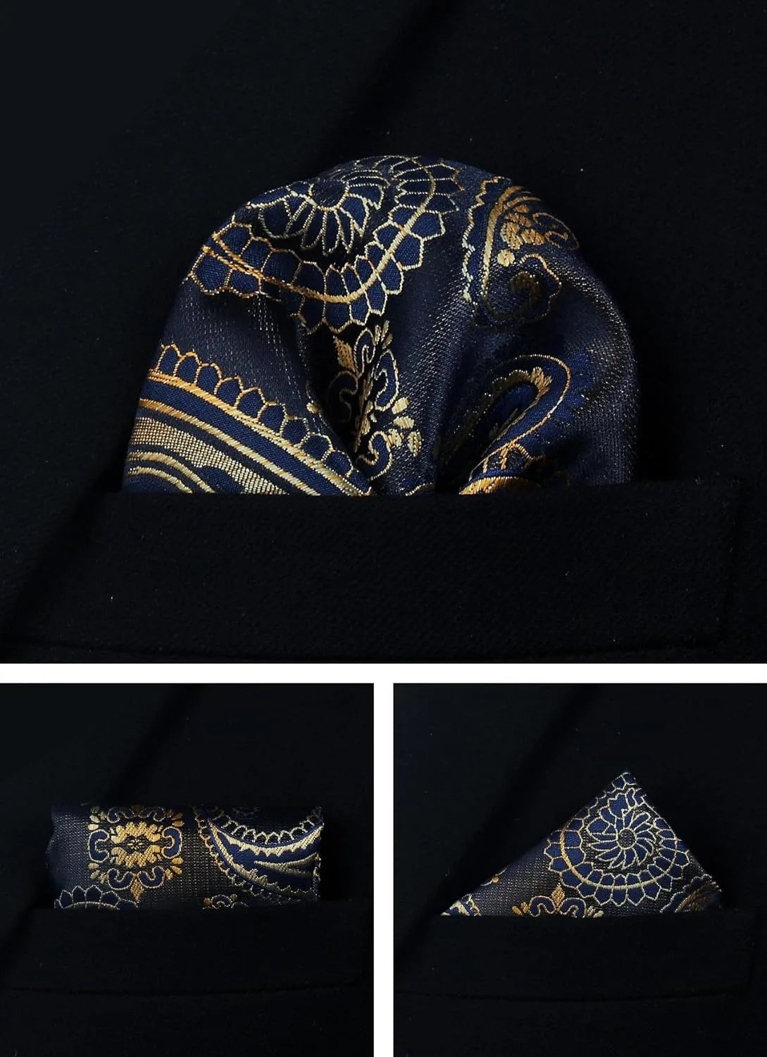 Mens Tie Set Silk Silver Paisley Floral Necktie and Pocket Square Cufflinks Tie Clip Classic Formal Ties for Men Wedding Party