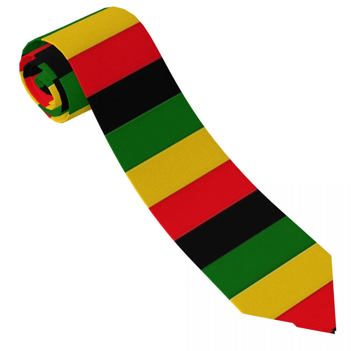 Jamaican Flag Tie green yellow red stripes Pattern Neck Ties Vintage Cool Collar Tie Adult Wedding Party Necktie Accessories