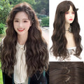 Long Curly Hair Wool Synthetic Wig With Bangs Full Head Beauty Temperament Wig for Girl Daily Party Halloween Christmas Festival