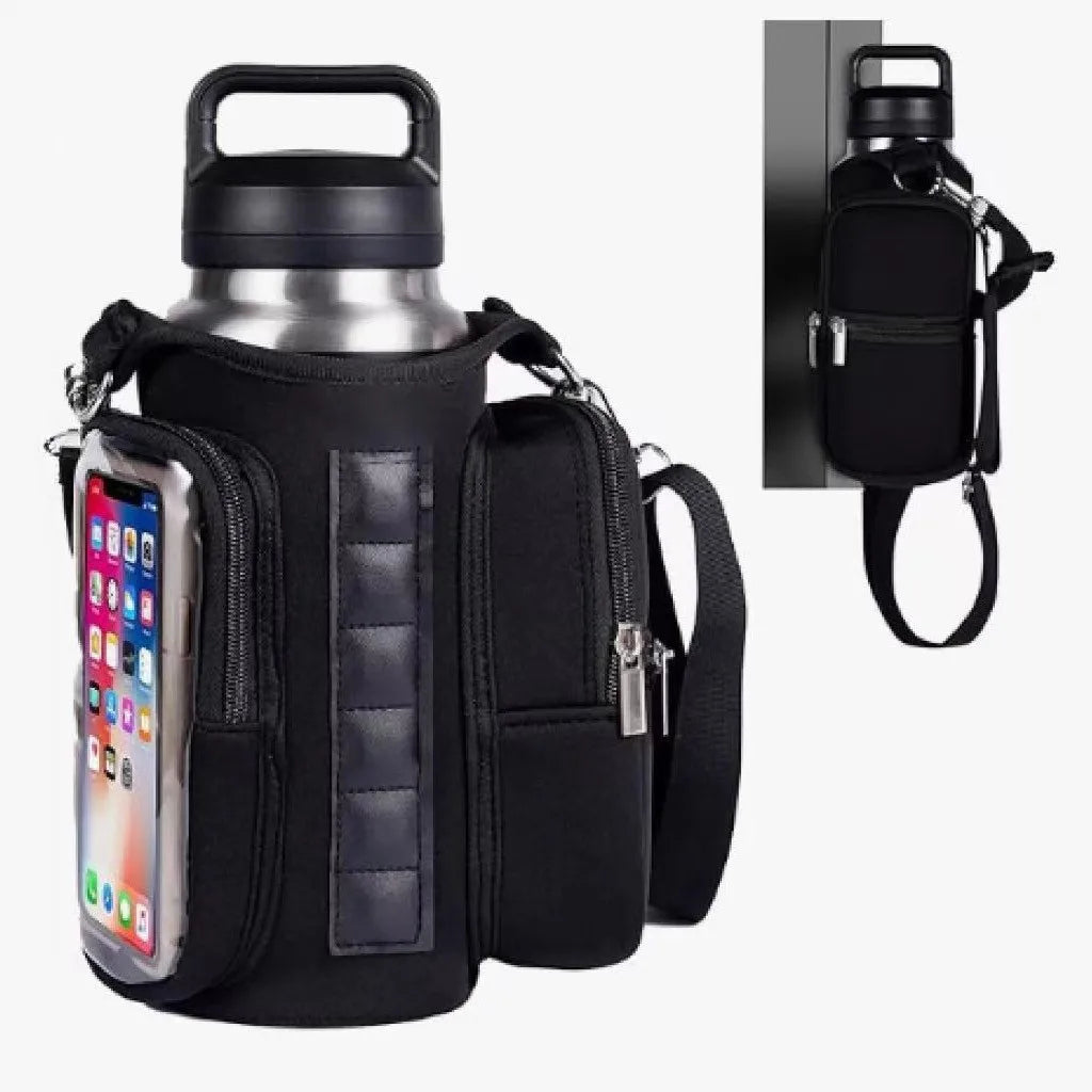 Magnetic Gym Water Bottle Bag with Strong Magnet Holder To Carry Phone Small Bottle and Essentials Attached To Metal Surfaces