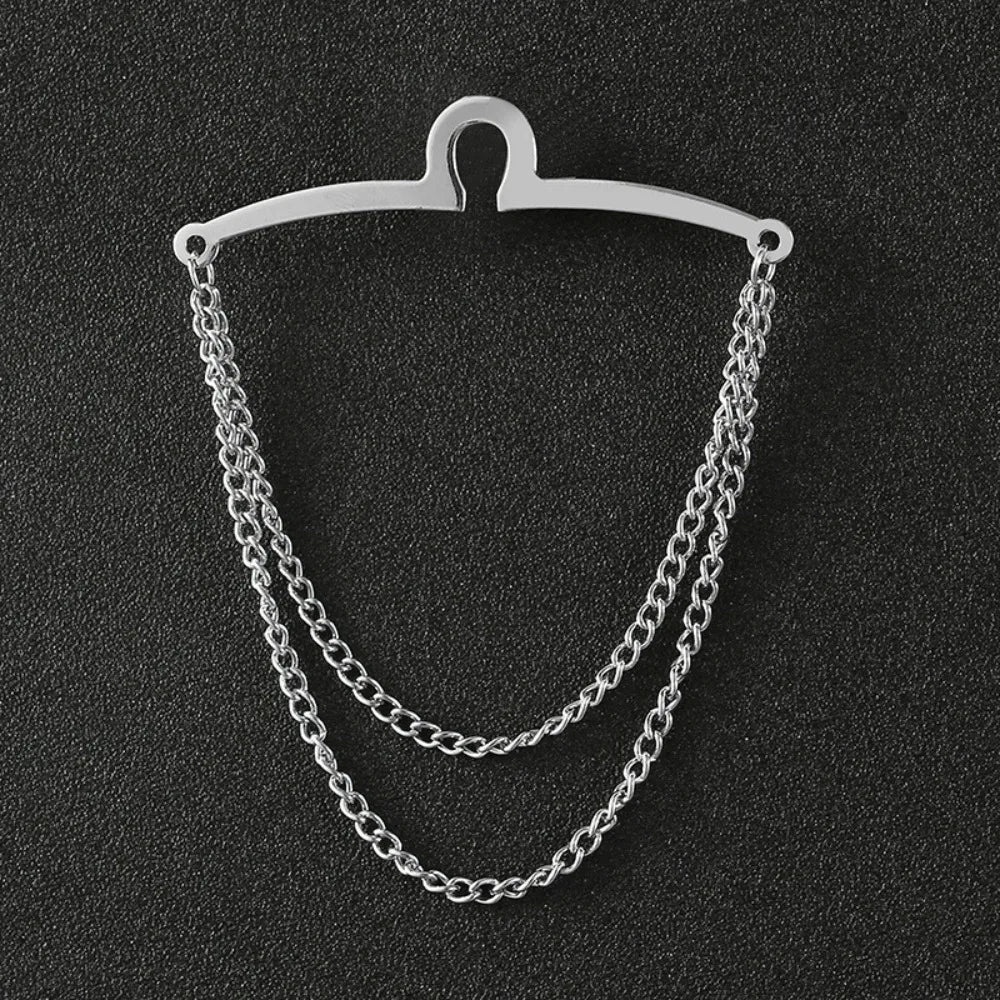 Vintage Men Tie Clip Shirt Chain Buckle U-Shaped Tie Clips Chain Jewelry Business Banquet Wedding Formal Tie Necktie Accessories