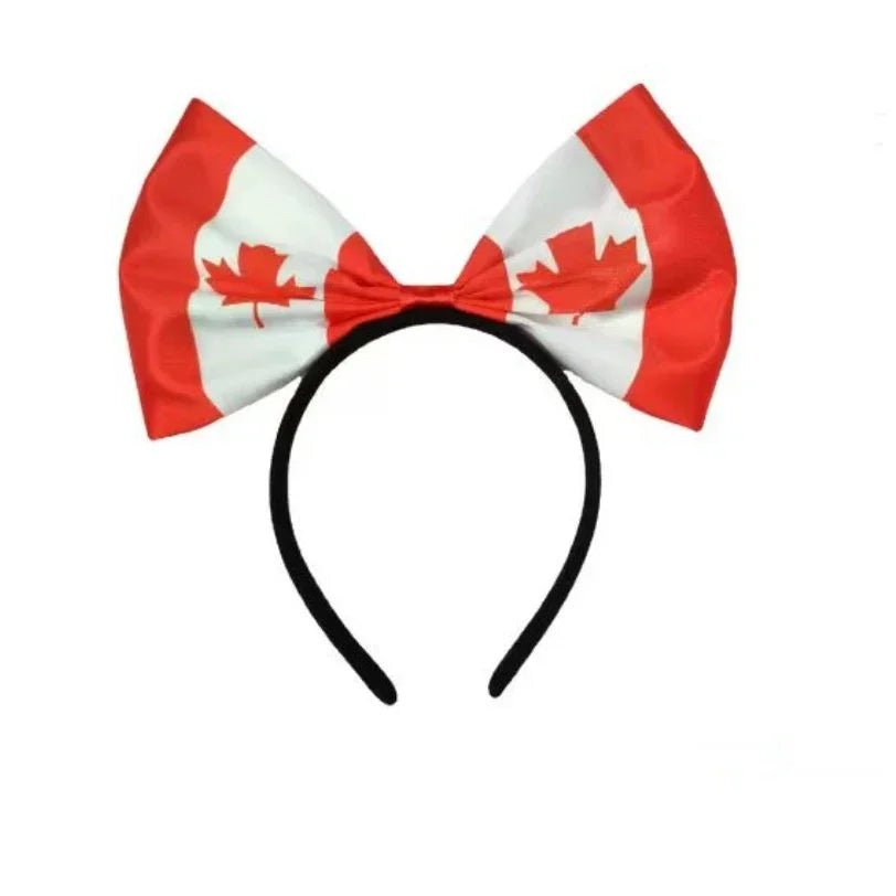 1pcs Flag Pattern Bow Headband Netherlands, Australia, South Korea, France, United States, United Kingdom, Canada, Italy