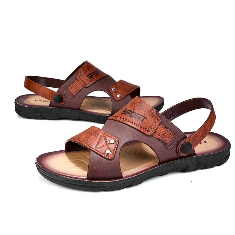 Fashion Casual Men's Sandals Summer Slip On Sandals Men Classic Beach Shoes For Men Outdoor Leather Sandals Male Slippers