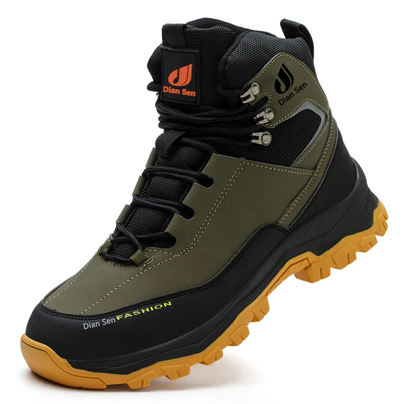 Mens Safety Shoes With Steel Toe Waterproof Boots Puncture Proof Anti-smash Mens Outdoor Work Sneakers Construction Work Shoes