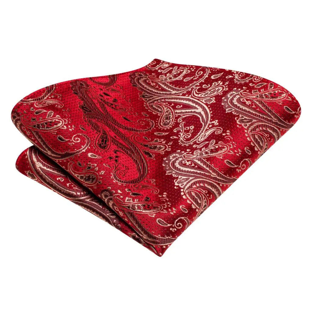 Hi-Tie Silk Mens Self Bow Tie Pocket Square Cufflink Set Butterfly Knot Jacquard Floral Paisley Bowtie for Male Wedding Business
