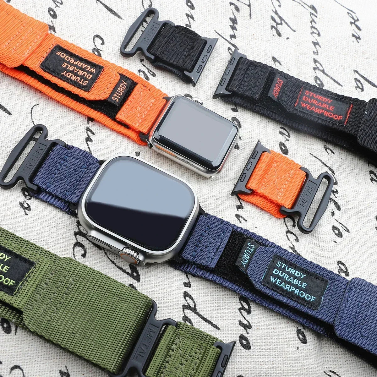 Tactical Nylon Strap for Apple Watch Ultra 2 Band 49mm 44mm 41mm 45mm 40mm 42mm Bracelet for Iwatch Series 9 8 7 6 SE 5 4 Sports