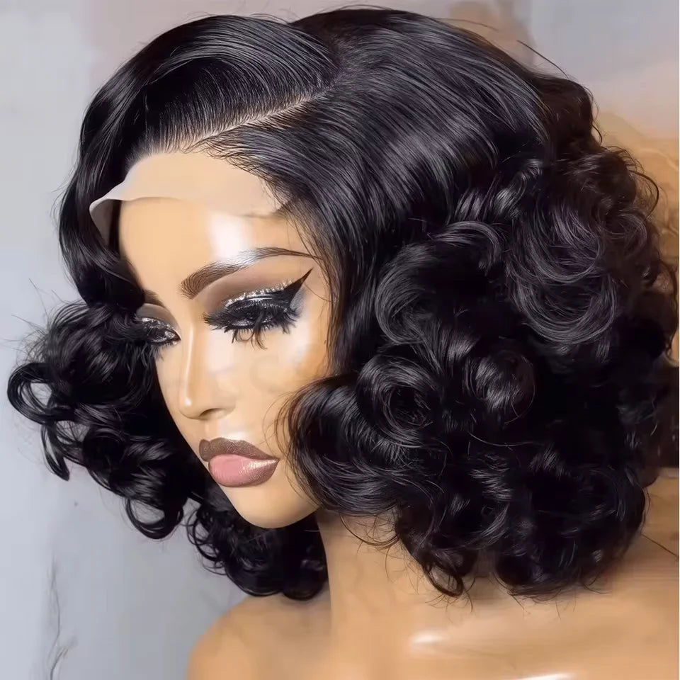 Egg Curly Bob Human Hair Wig Super High Density Wig HD Transparent 4x4 Lace Closure Wig Brazilian Wigs For Black Women Wigs BPHW