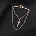 High-end Metal Cross Tassel Tie Clips for Men Business Wedding Necktie Clips Shirt Collar Pin Luxulry Jewelry Accessories
