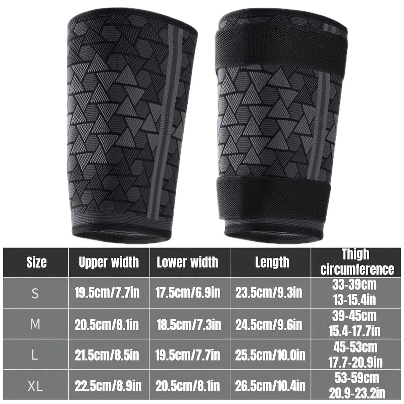Thigh Support Sleeves W/ Anti-slip Silicone & Fixing Straps Thigh Compression Sleeves for Gym Strength Training Outdoor Exercise