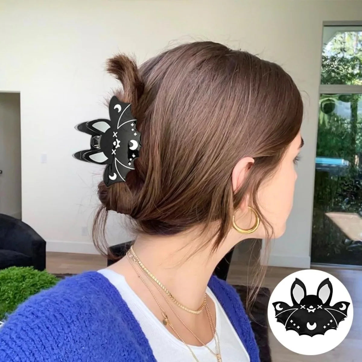 Cute Halloween funny hair accessories |  Cartoon Animal Ponytail Holder with Playful Moon & Star Design | Perfect for Halloween