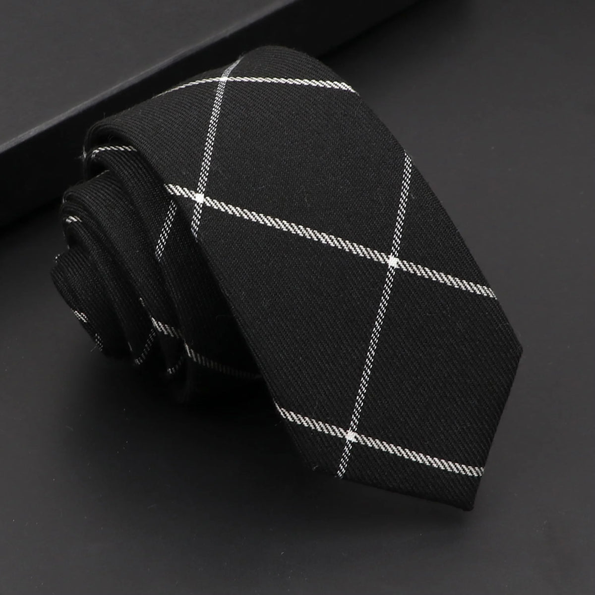 Classic Mens Solid Cotton Handmade 6cm Ties Striped Narrow Collar Slim Necktie Black Red Blue Formal Business Wedding Tie Gift