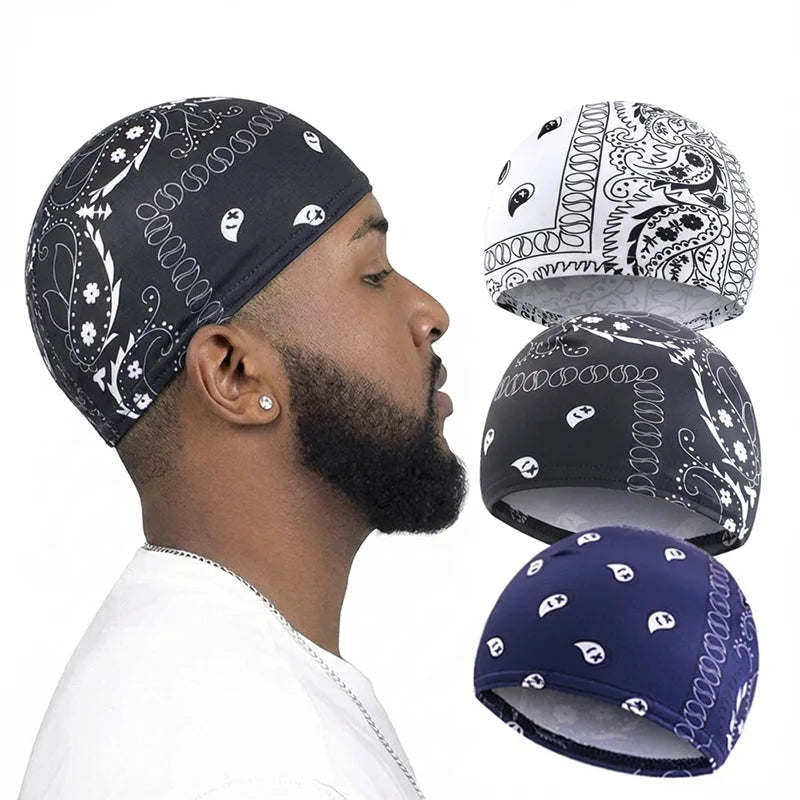 3PCS/LOT New paisley Wave Caps Thick Silky Breathable Dome Elastic Mesh Wig Cap Men Outdoor Wave Caps