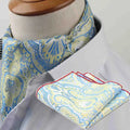 Polyester Cravat Pocket Square Set Formal Necktie Handkerchief Ascot Self Tie Polka Dot Paisley Design Gentleman Necktie Gifts