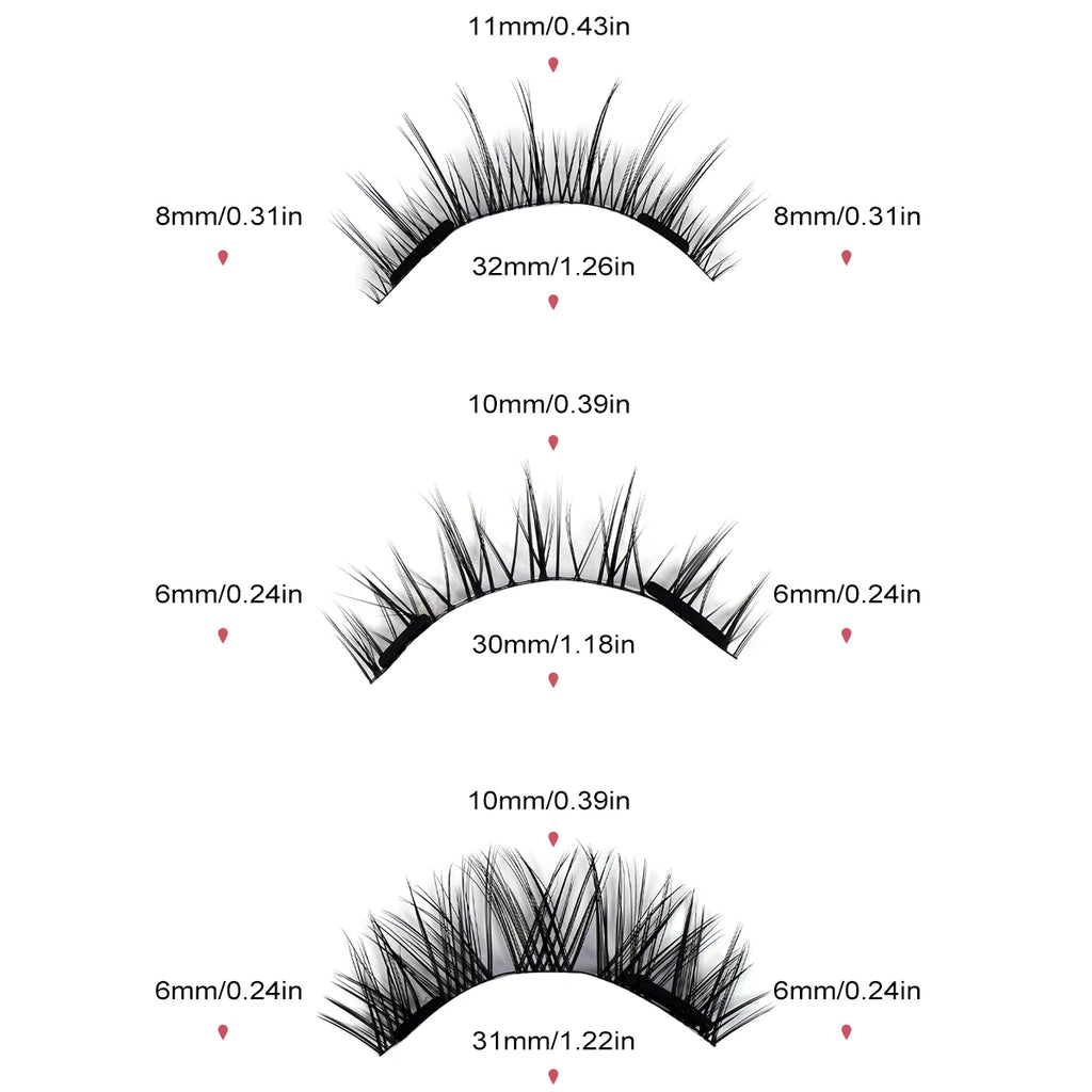 MAGEFY 3 Pairs Magnetic Eyelashes with Applicator Glue Free Reusable Magnetic Lashes Multiple Styles Natural Anime Magnetic Lash