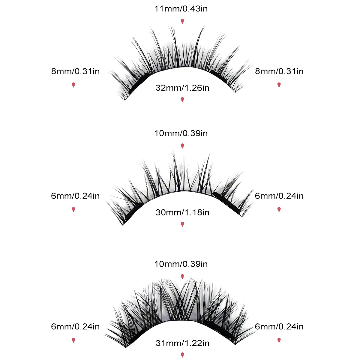 MAGEFY 3 Pairs Magnetic Eyelashes with Applicator Glue Free Reusable Magnetic Lashes Multiple Styles Natural Anime Magnetic Lash