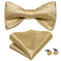 Hi-Tie Silk Mens Self Bow Tie Pocket Square Cufflink Set Butterfly Knot Jacquard Floral Paisley Bowtie for Male Wedding Business