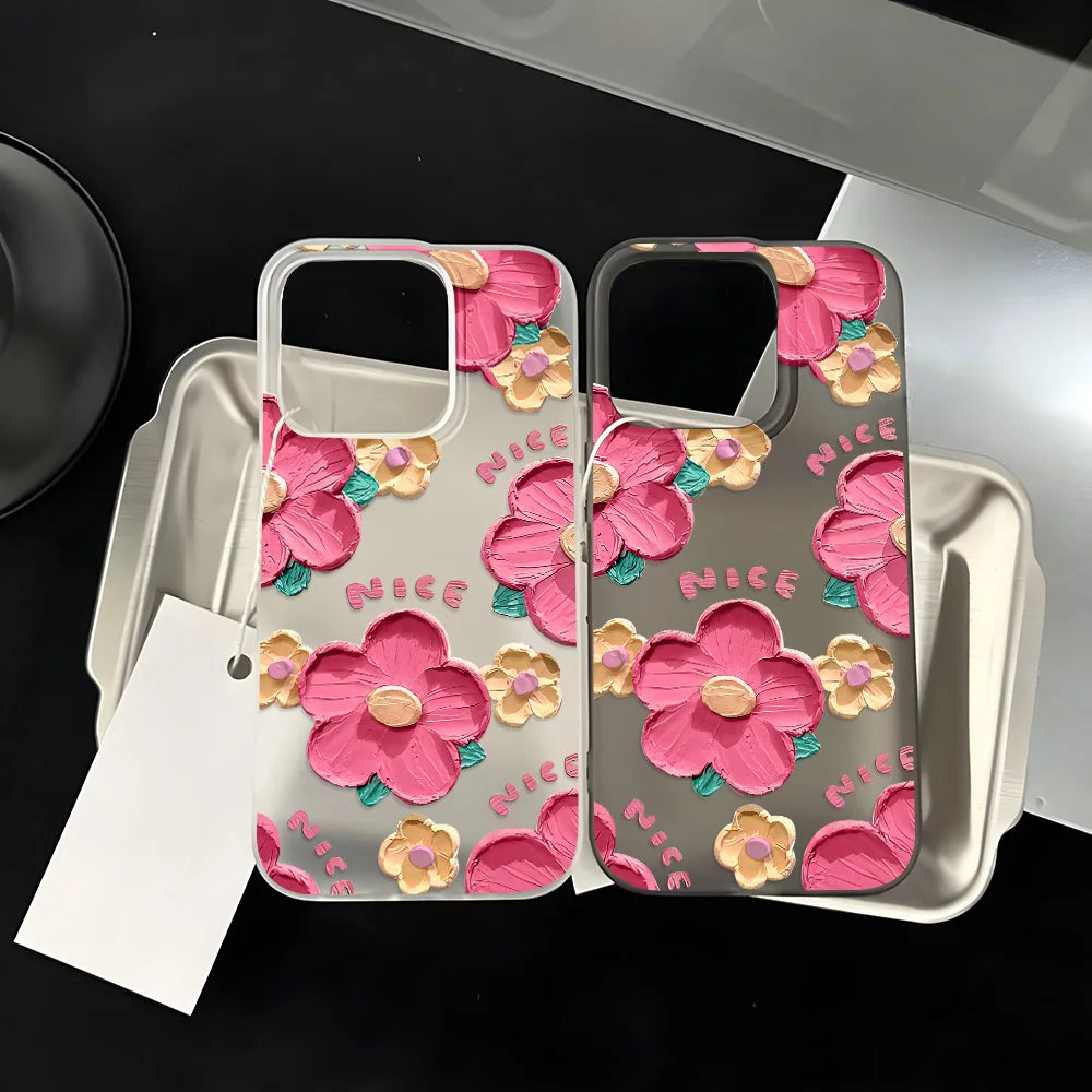 Matte Soft Silicone Phone Cases for iPhone 15 Case iPhone 16 13 17 Pro Max 14 11 12 Pro 15 16 Plus Flower Clear Shockproof Cover