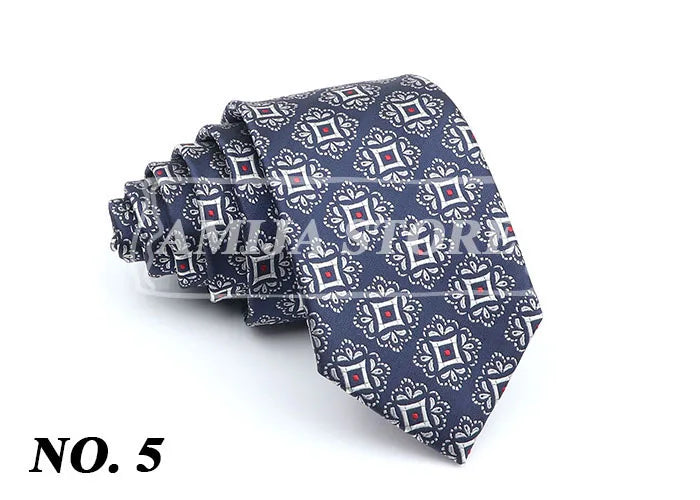 New Men's Casual 7CM Ties Classic Polyester Woven Party Neckties Fashion Burgundy Flower Man Neck Tie For Wedding Business Male