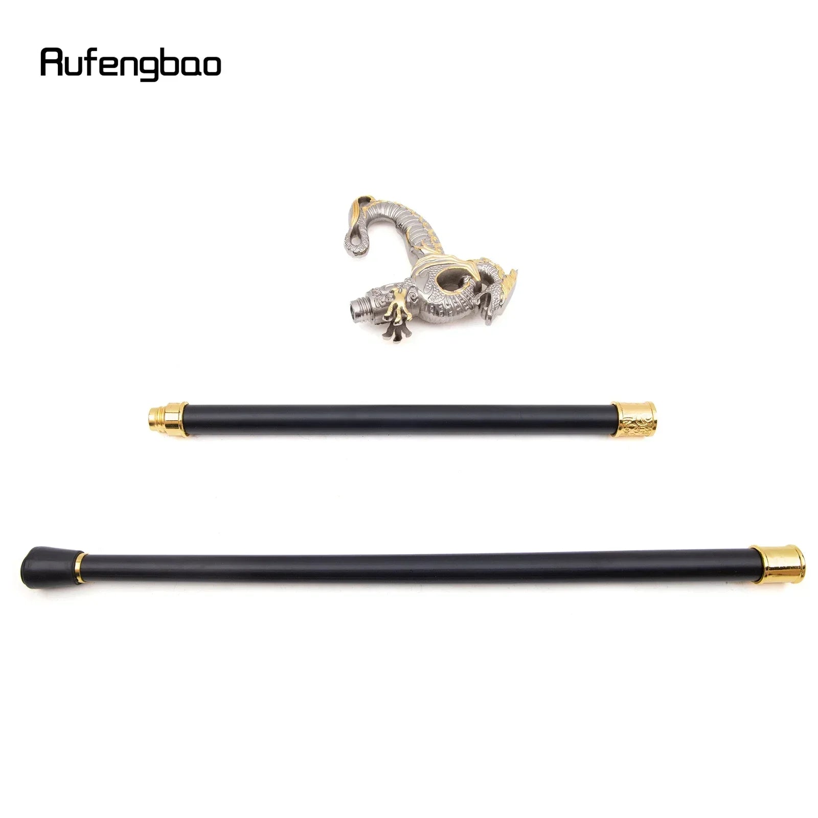 Golden White Luxury Dragon Walking Cane Fashion Decorative Stick Gentleman Elegant Cane  Crosier 93cm  Performance Stage Cane