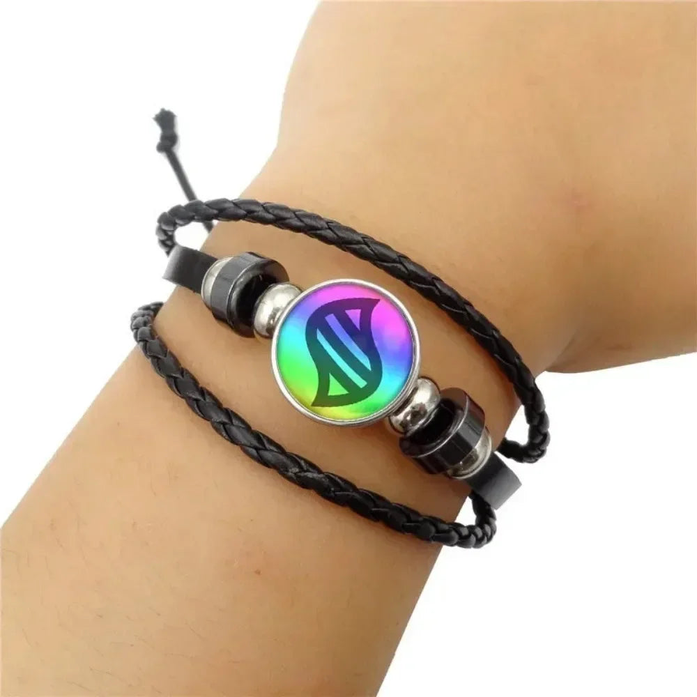 Handwoven Leather Bracelet - Adjustable Glass Cabochon Bangle for Women, Fashionable Boho Jewelry Gift, Trendy Wrist Accessory