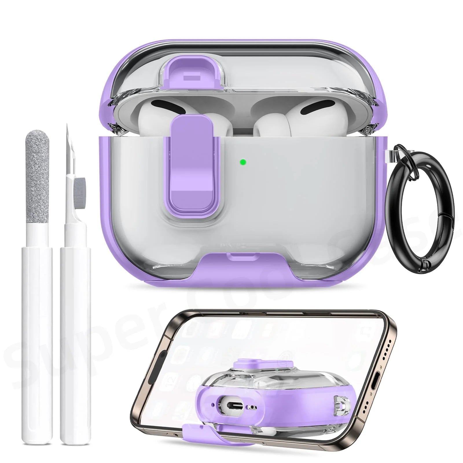 2025 for AirPods Pro 3 Case with Phone Stand&Cleaner Kit Protective Cover for AirPods Pro 3 with Keychain for Airpods Pro 3 Case
